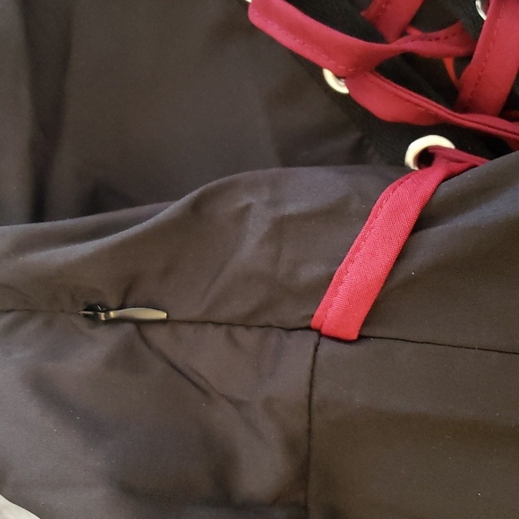 Goth Witch/Vampire Corset Gown w/Burgandy Bat Print Collar & Long Sleeves SZ 12 - Picture 8 of 11